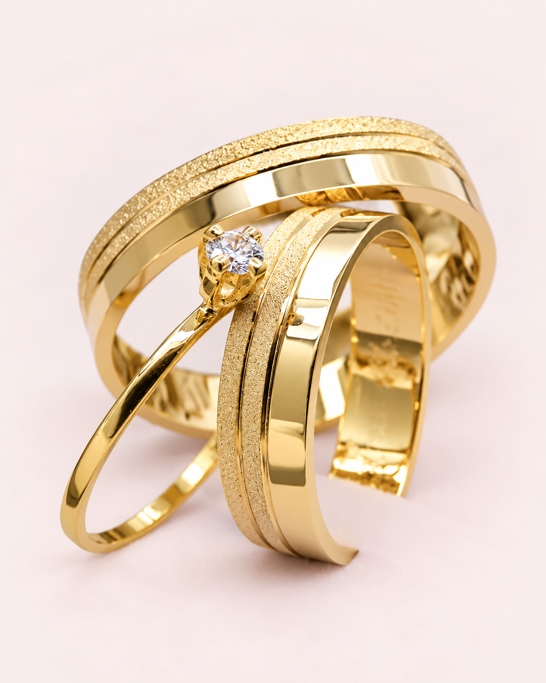 Par de alianças casamento Venise 5mm de moeda antiga - Anel solitário Brinde
