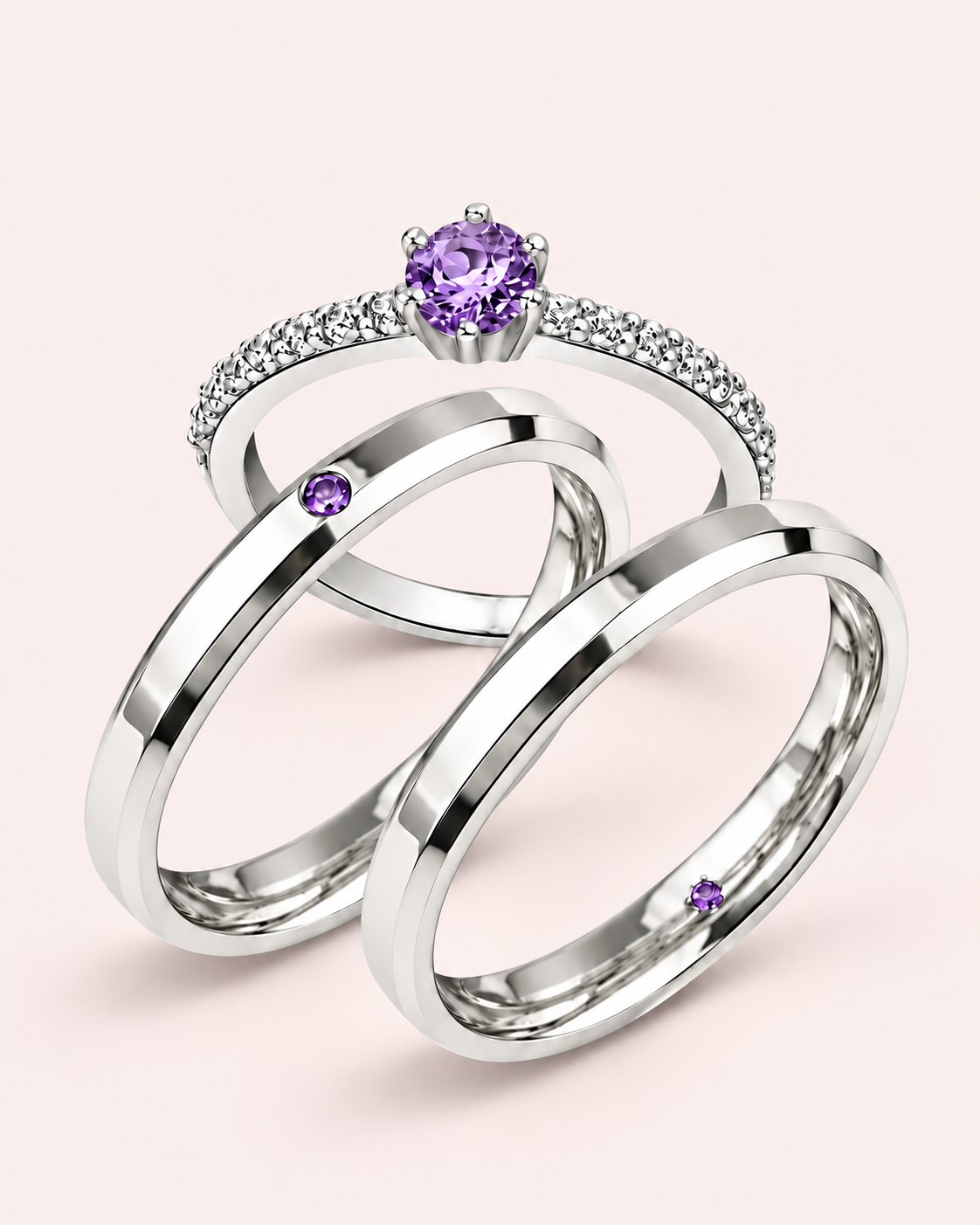 Alianças de Namoro 2mm ÍRIS Prata 950 Roxa lilas