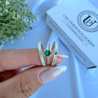 Par de alianças Aura Aura mm Verde de namoro + anel solitário Classic prata 950