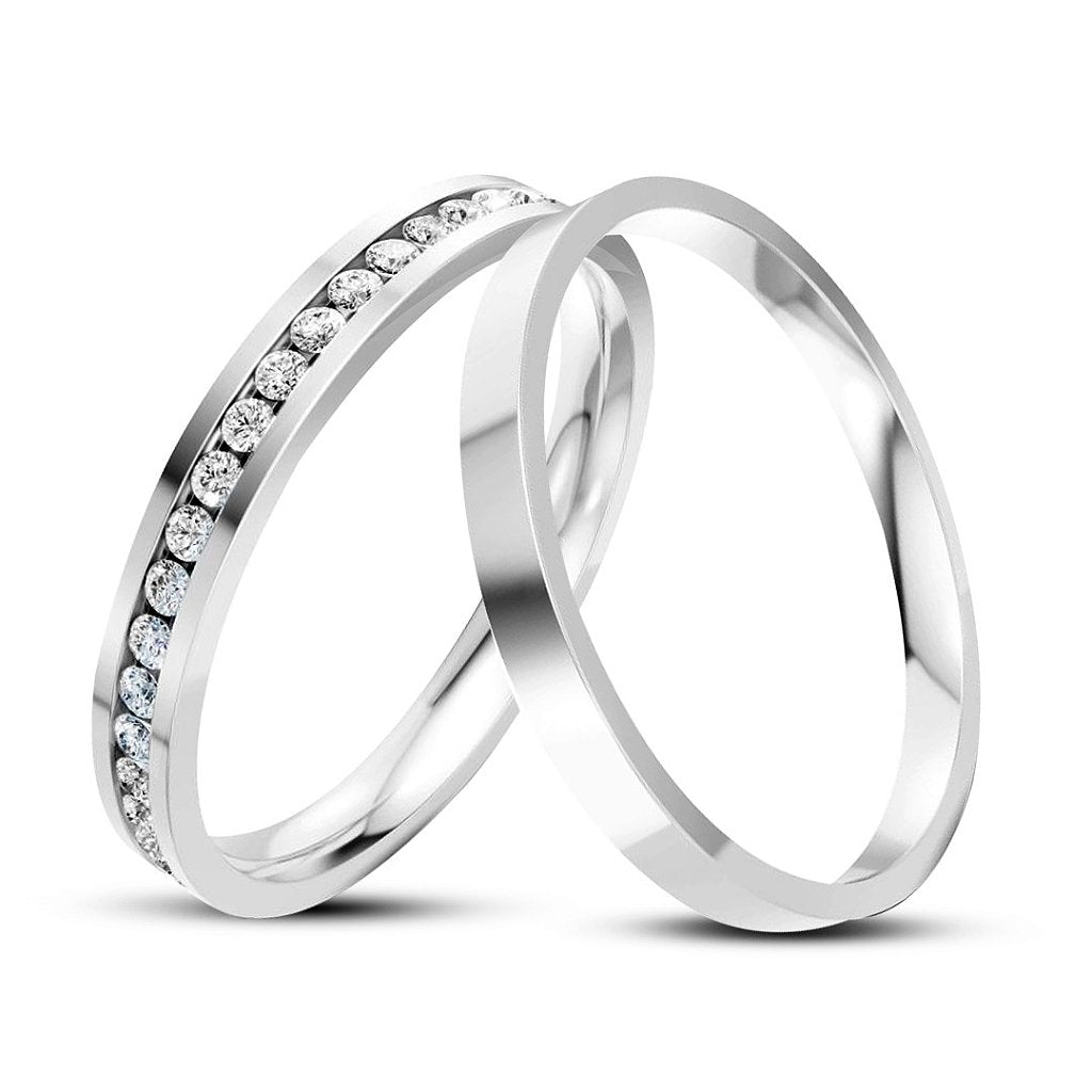 Aliança de Namoro Prata 950 Paris 3mm Cravejadas – Elegância e Sofisticação em Cada Detalhe