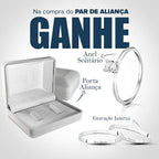 ALIANÇAS DE NAMORO PRATA 950 COM ANEL SOLITARIO DE COMPROMISSO 2MM COM PEDRAS VERDE CLARO