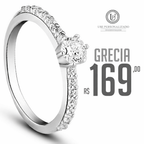 Anel Solitário cravejado Grécia - PRATA 925