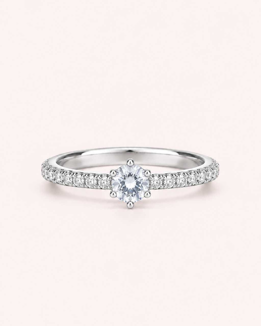 Anel solitário cravejado prata 925