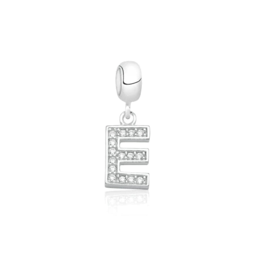 Berloque de pulseira pandora letra E - Prata 925