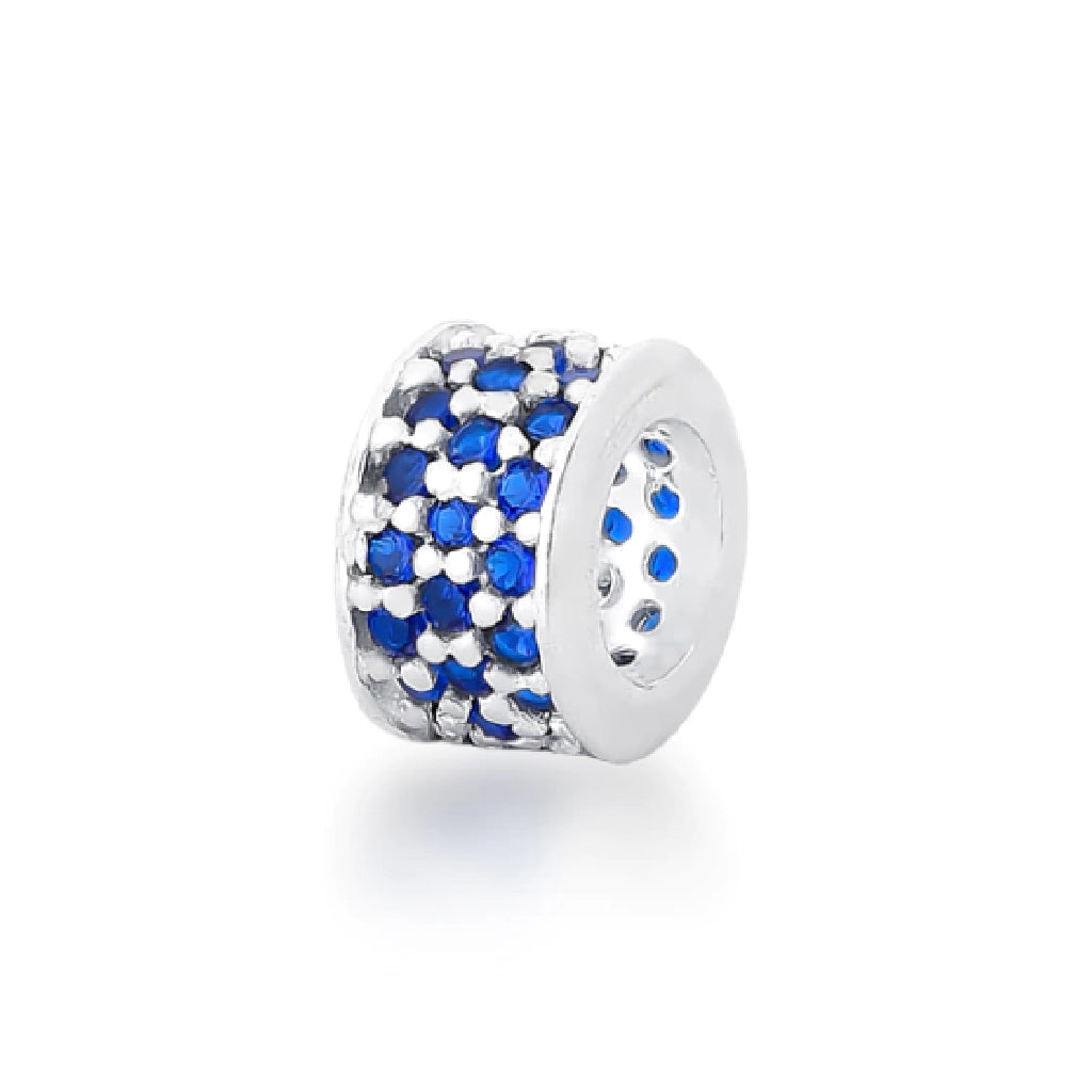 Berloque Separador de pulseira pandora Cravejado Azul - PRATA 925
