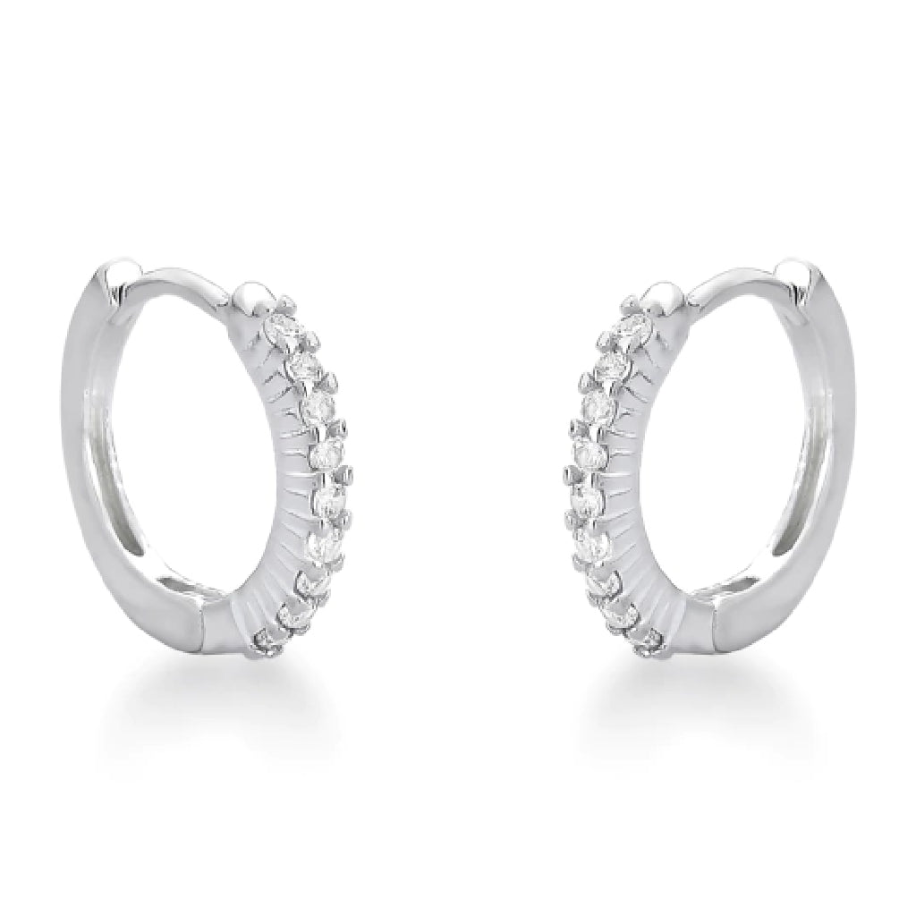 Brinco de Click Cravejado Unissex - PRATA 925