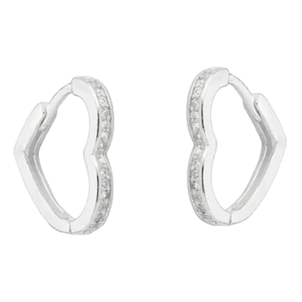 Brinco feminino Argola Coração Cravejado - PRATA 925