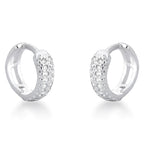 Brinco Feminino Argola Cravejada 2 Fileiras - Prata 925