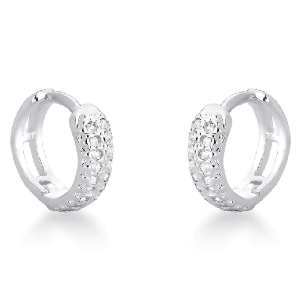 Brinco Feminino Argola Cravejada 2 Fileiras - Prata 925