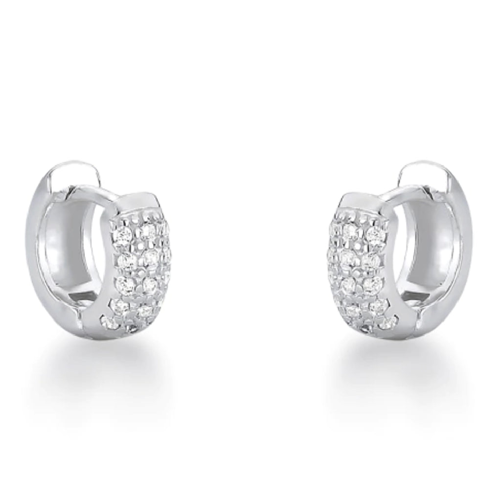 Brinco feminino Argola Cravejada Pequeno - PRATA 925
