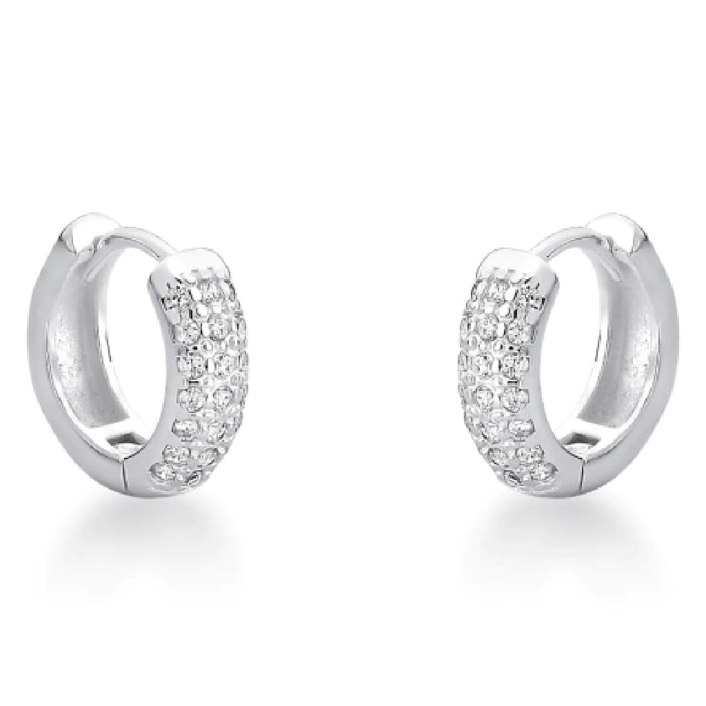 Brinco feminino Argola  Cravejado - PRATA 925
