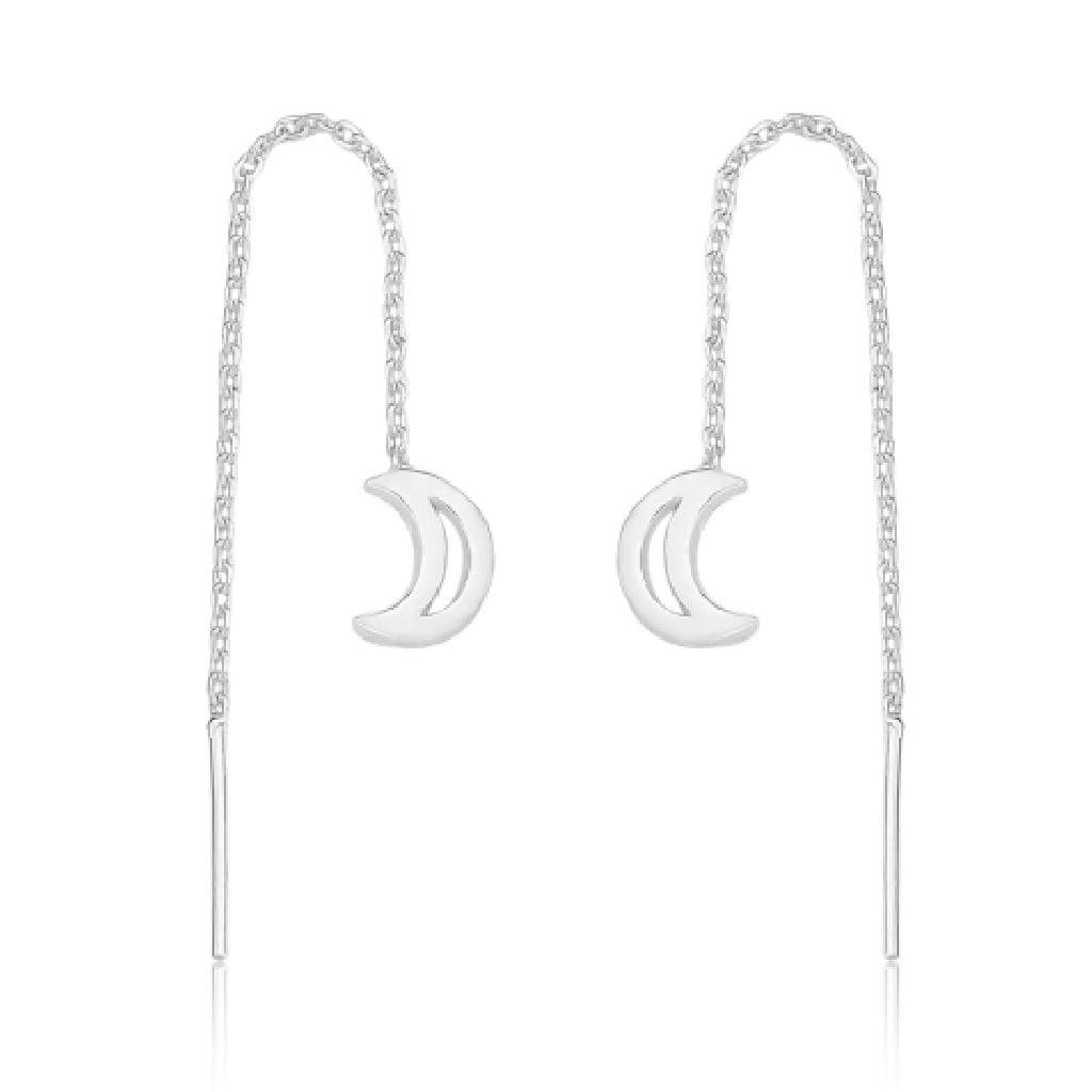 Brinco feminino Corrente com Lua -PRATA 925