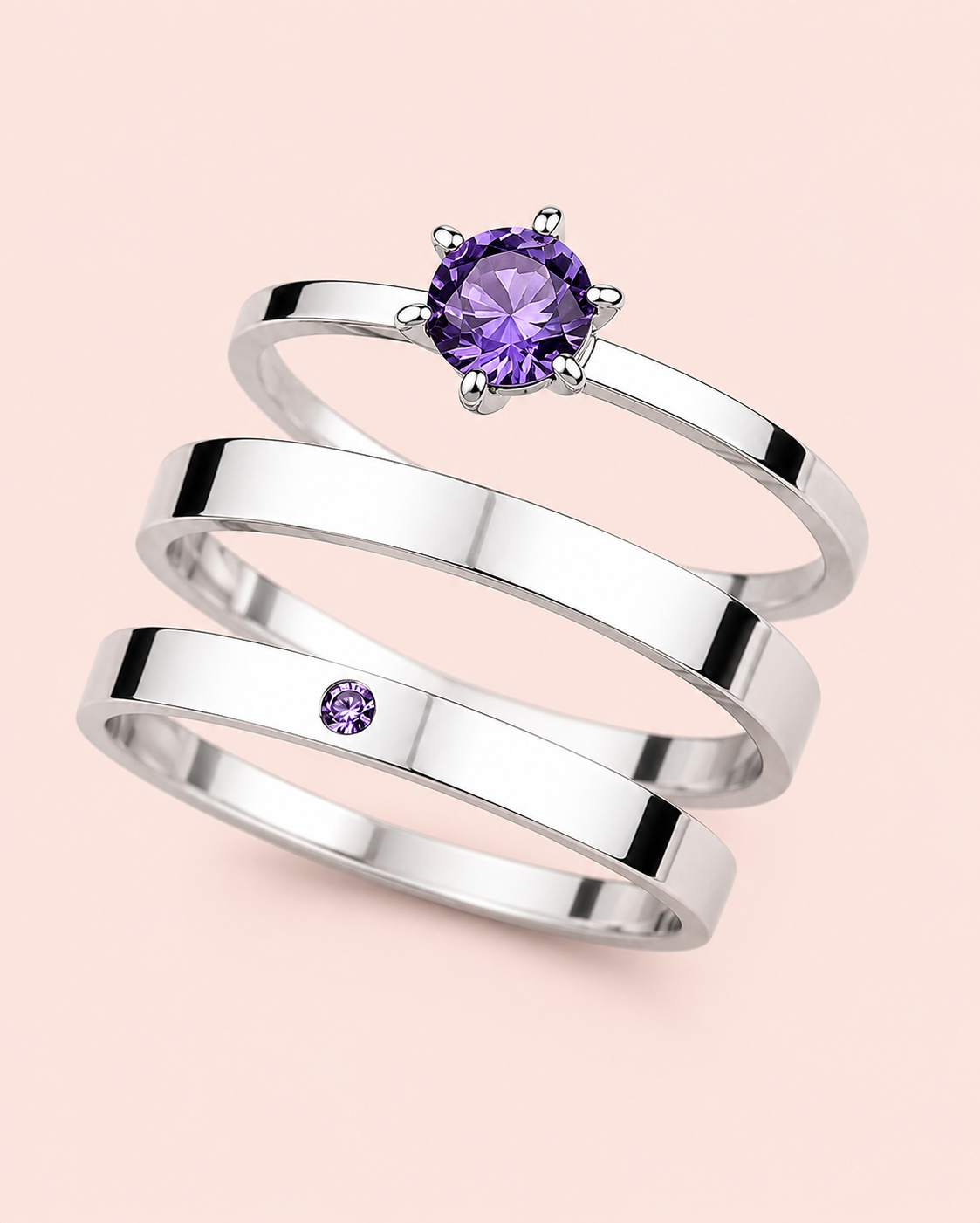 Par de Alianças Namoro 2mm Roxo Lilas
