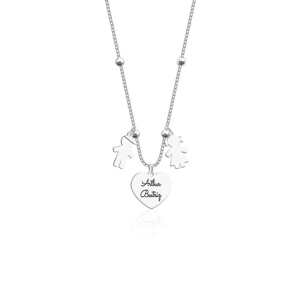 Colar familia bolinha Personalizado - PRATA 925