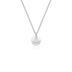 Colar feminino com Cristal Branco e Medalha personalizavel - PRATA 925