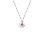 Colar Feminino com Cristal rosa e Medalha personalizavel - PRATA 925
