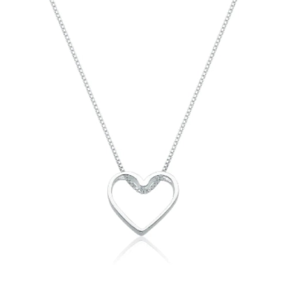 Colar feminino Coração Vazado - PRATA 925