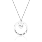 Colar Feminino Disco com 3 Corações com Nomes Personalizado - PRATA 925