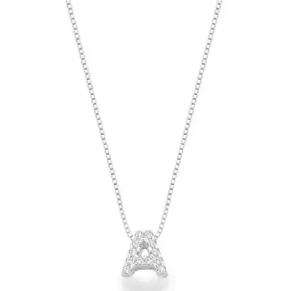 Colar feminino Personalizado Com letra Cravejada - PRATA 925