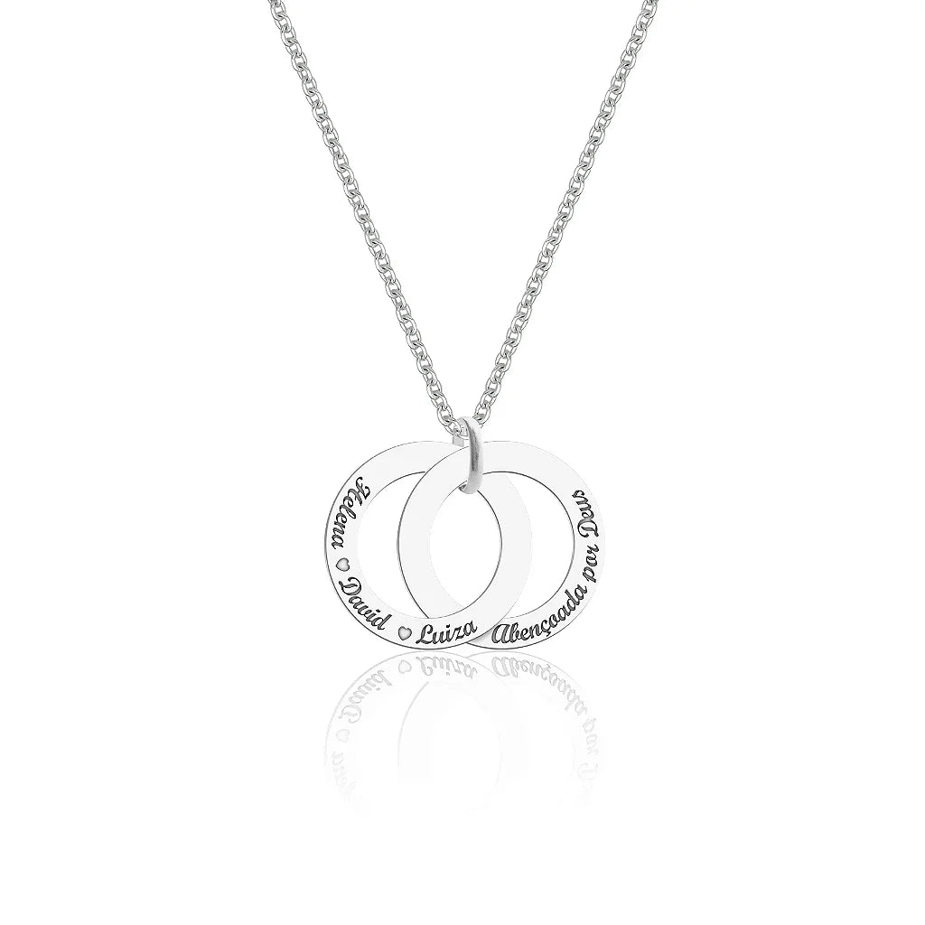 Colar Feminino Personalizado Nomes Personalizado Dupla Face em Prata  - PRATA 925