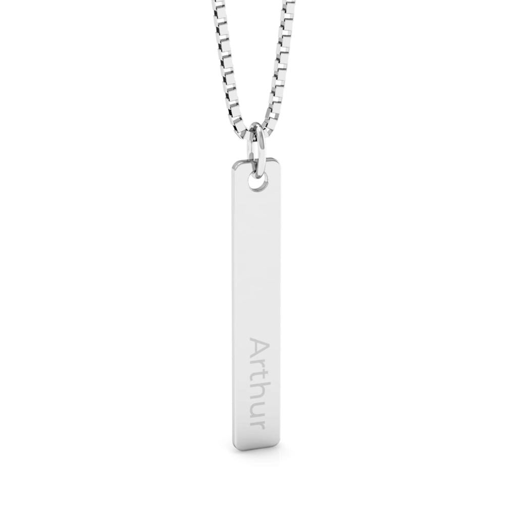 Colar Unissex Personalizado Prata Placa com Nome - PRATA 925