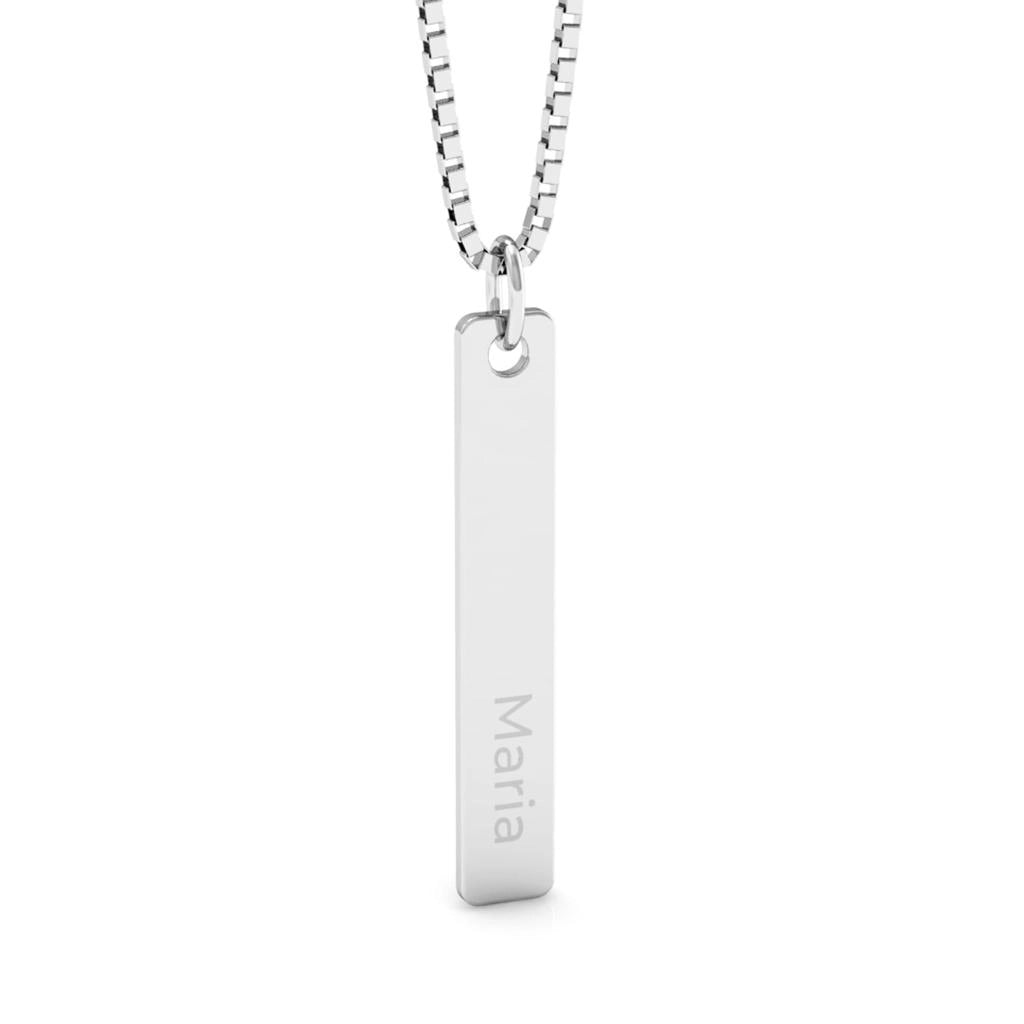 Colar Unissex Personalizado Prata Placa com Nome - PRATA 925