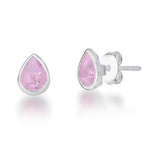 Conjunto Colar e Brinco Ponto de Luz Gota Rosa Claro - PRATA 925