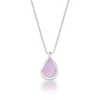 Conjunto Colar e Brinco Ponto de Luz Gota Rosa Claro - PRATA 925