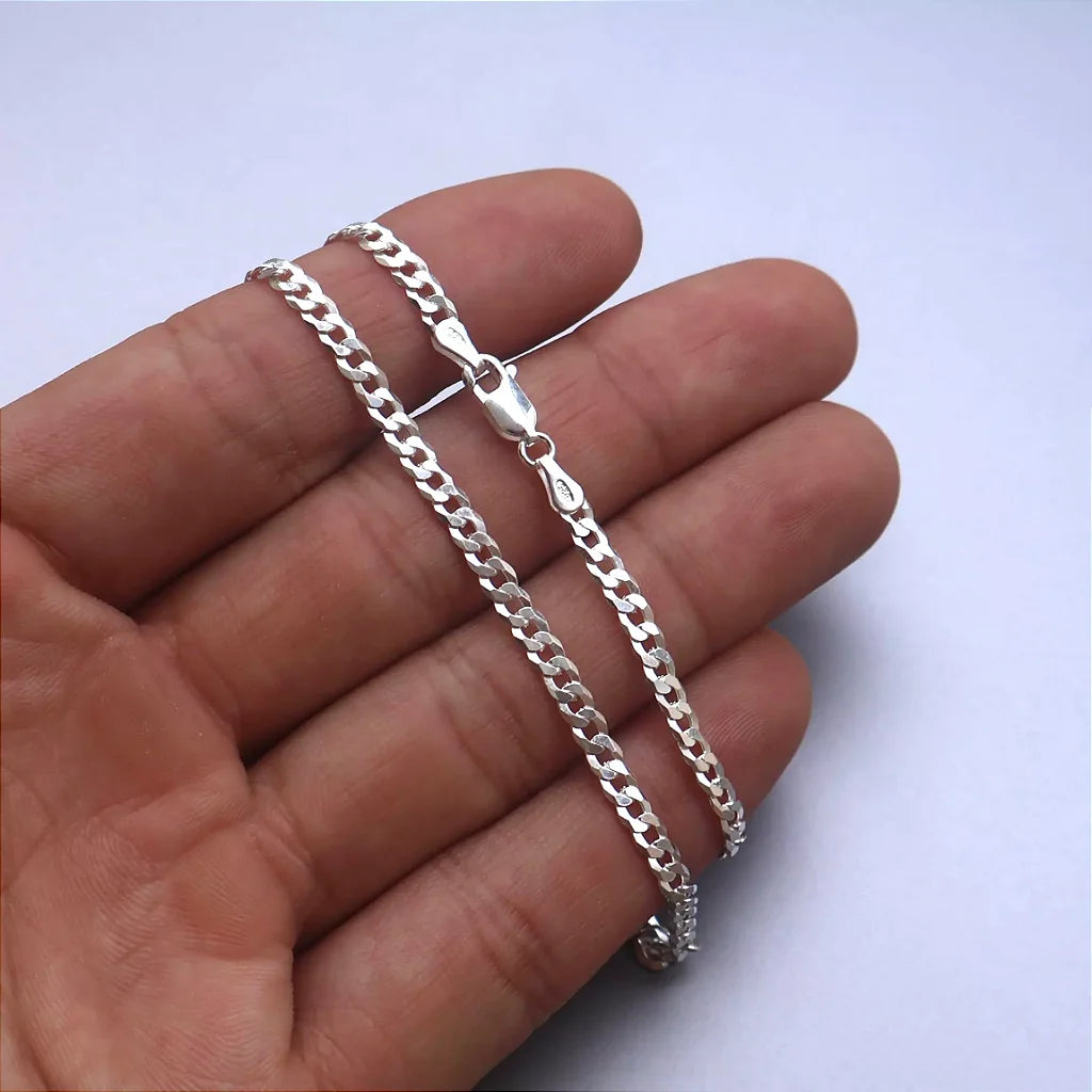 Corrente Masculina grumet 4MM 70cm - PRATA 925