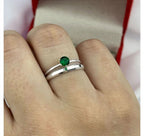 DUPLICADO - ALIANÇAS DE NAMORO PRATA 950 COM ANEL SOLITARIO VERDE CLARO