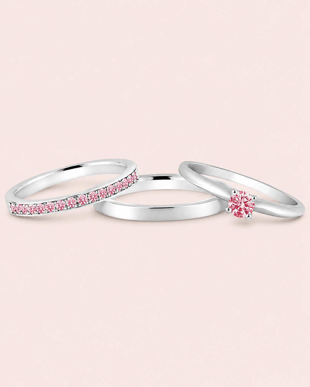 ALIANÇAS DE NAMORO PRATA 950 2MM RETA LISA POLIDA COM PEDRA ROSA
