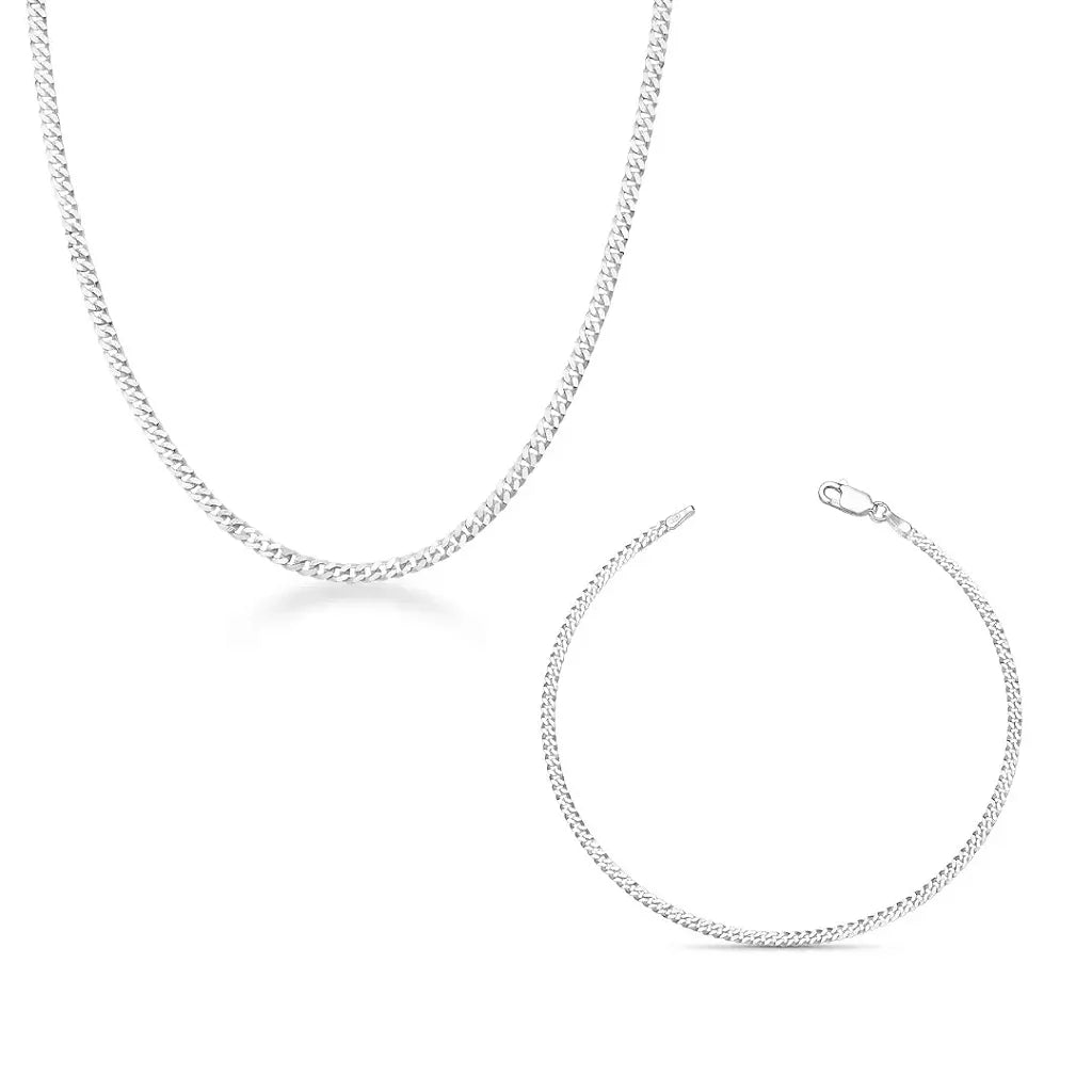 Kit Masculino Corrente e Pulseira Grumet 2 mm de Prata