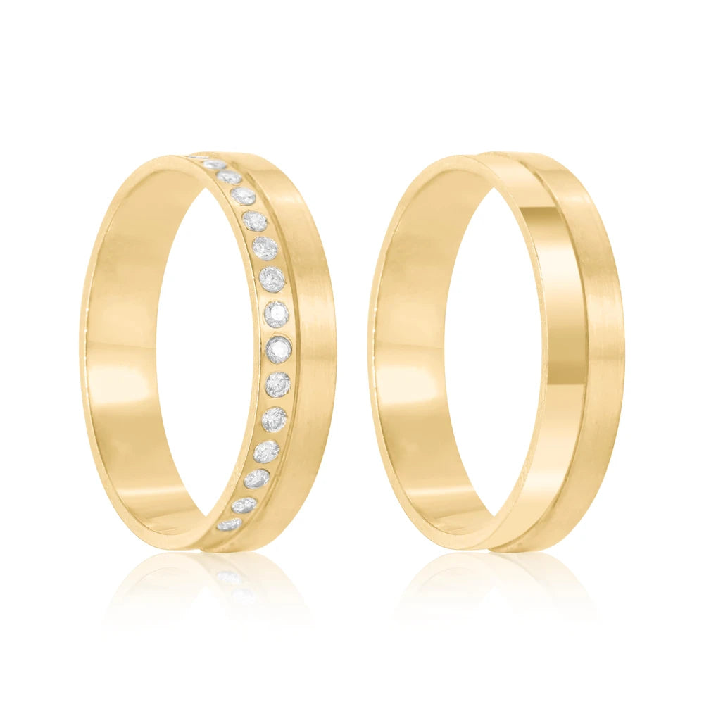 Par de alianças 5mm de casamento ouro 18k