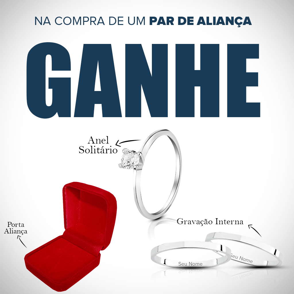 Par de Alianças Namoro Prata 950 Amara 5mm