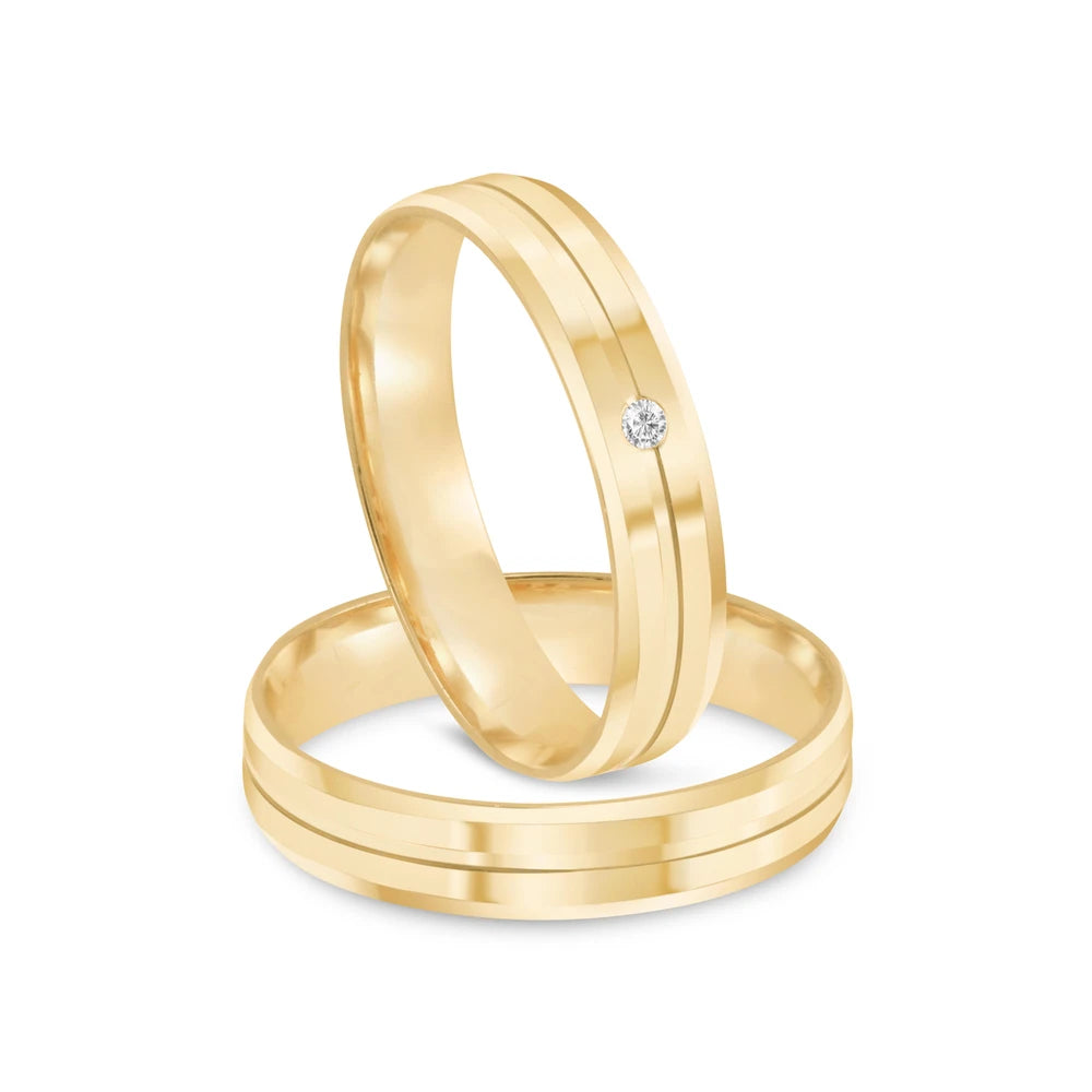 Par de alianças Amélia 5mm de casamento ouro 18k