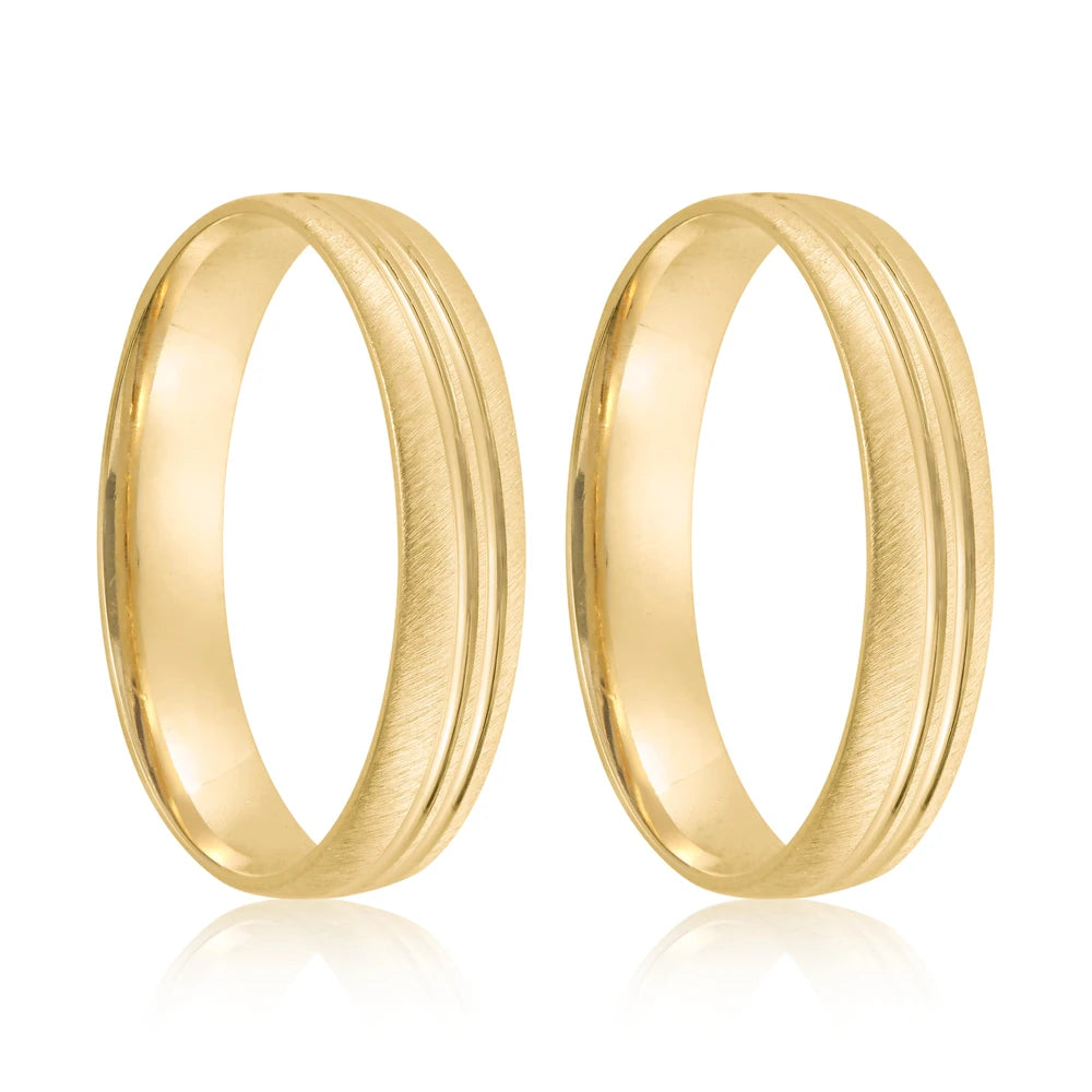 Par de alianças Athens 4mm de casamento ouro 18k