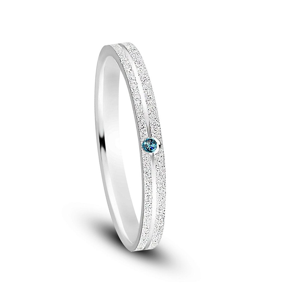 Par de alianças Aura 2mm Azul bebe de namoro + anel solitário Classic prata 950