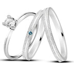 Par de alianças Aura 2mm Azul bebe de namoro + anel solitário Classic prata 950