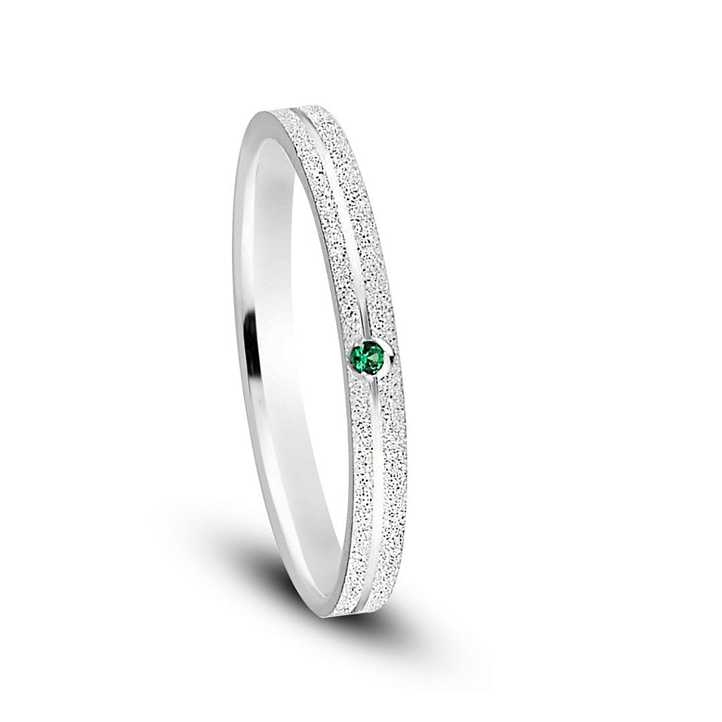 Par de alianças Aura Aura mm Verde de namoro + anel solitário Classic prata 950