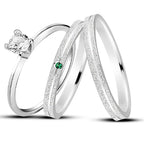 Par de alianças Aura Aura mm Verde de namoro + anel solitário Classic prata 950