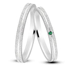 Par de alianças Aura Aura mm Verde de namoro + anel solitário Classic prata 950