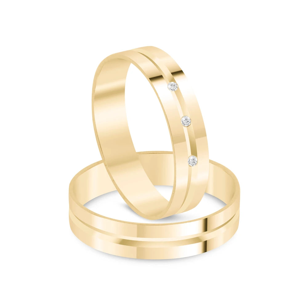 Par de alianças Bagdá 5mm de casamento ouro 18k