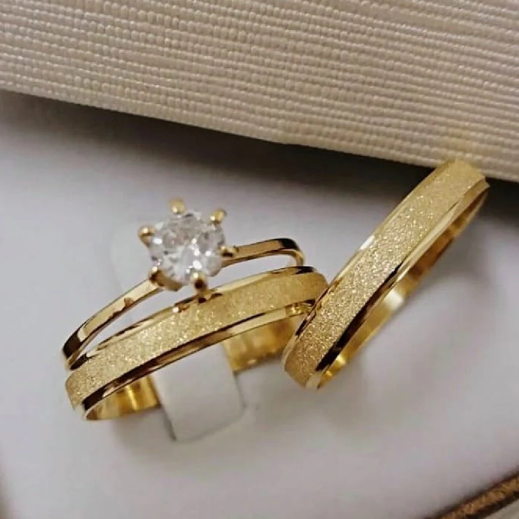 Par de alianças casamento Gamma 3mm de moeda antiga - Anel solitário Brinde