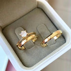 Par de alianças casamento Nala 4mm de moeda antiga - Anel solitário Brinde