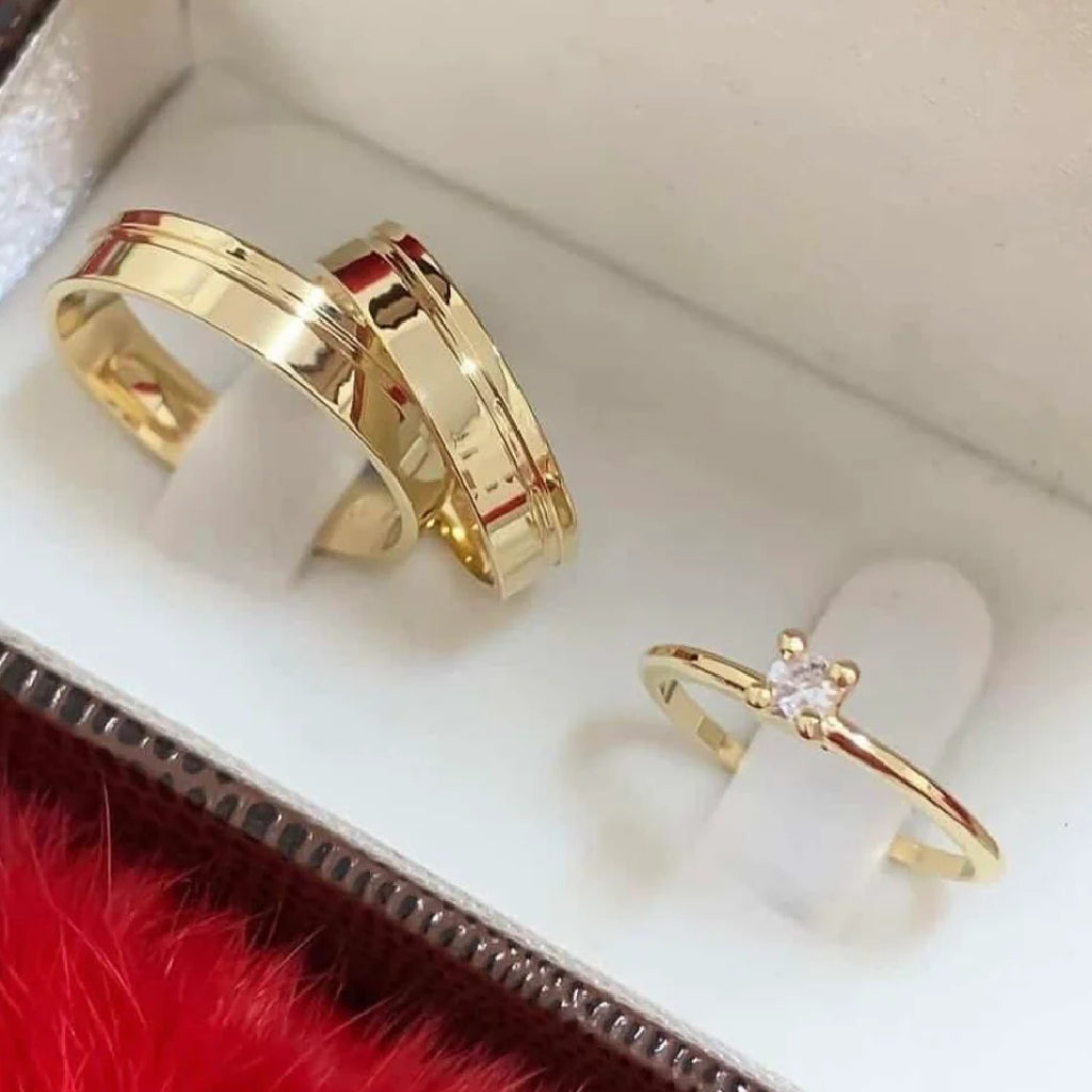Par de alianças casamento Rigel 4mm de moeda antiga - Anel solitário Brinde