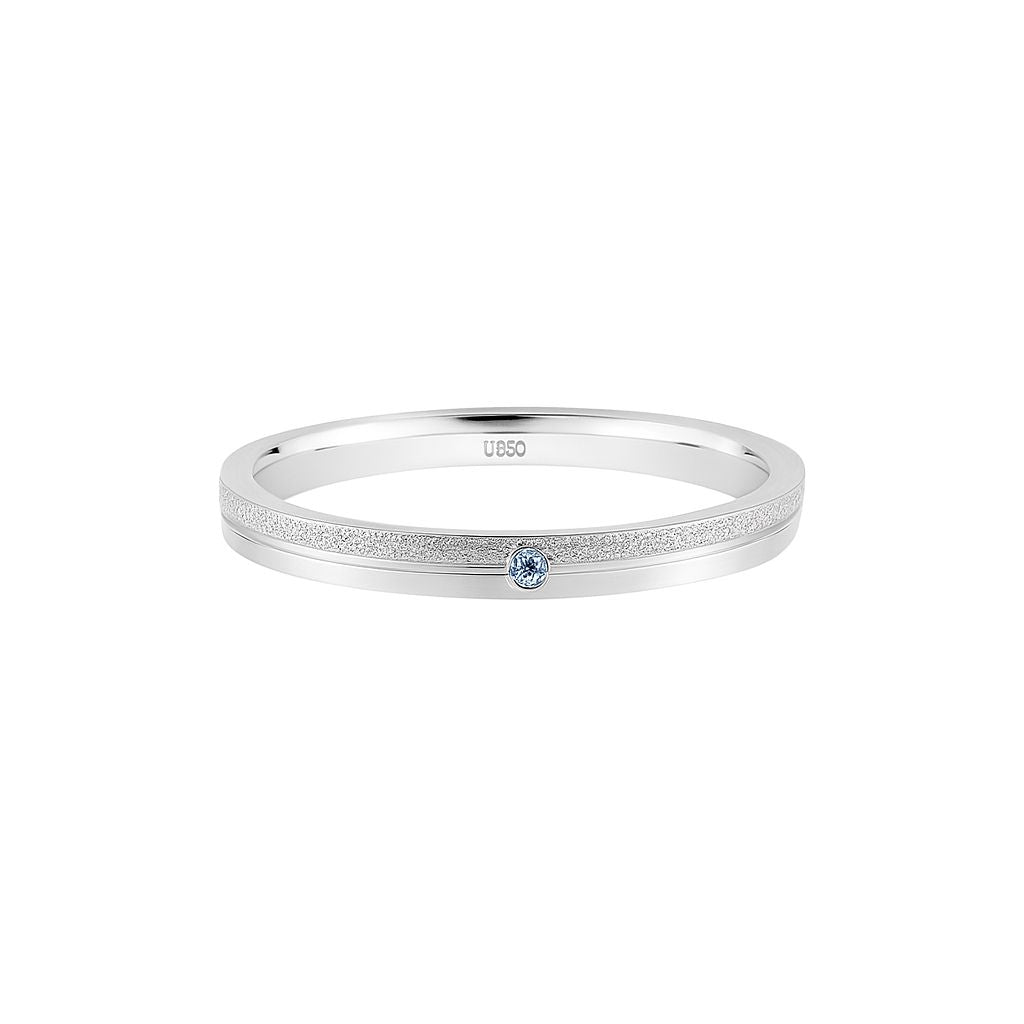 Par de Alianças Namoro Pedra Azul (bb) Cinderela 2mm Prata 950