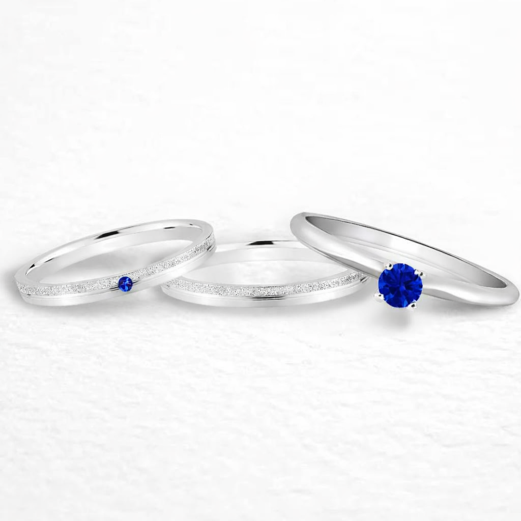 Par de Alianças Namoro Pedra Azul Royal 950 Cinderela 2mm