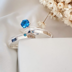 Par de alianças Namoro Pedra azul Prata 950 Cinderela 3mm