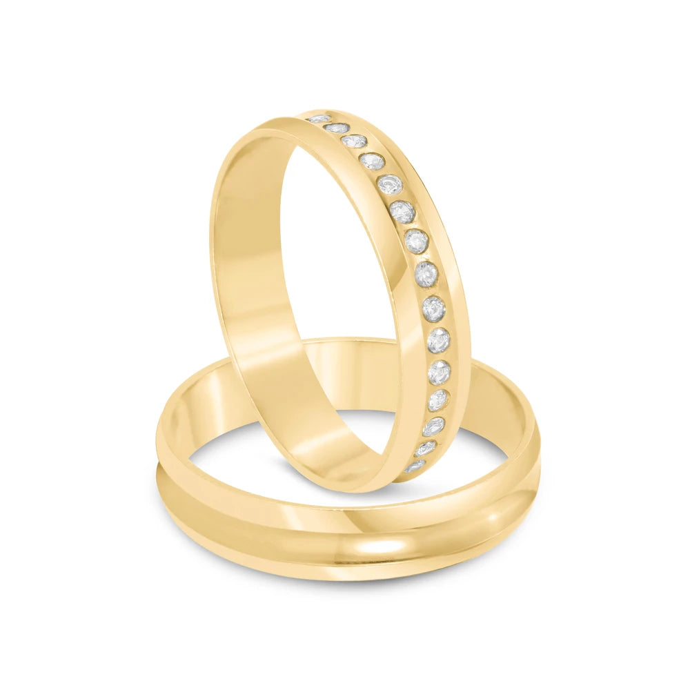 Par de alianças Clarisse 5mm de casamento ouro 18k