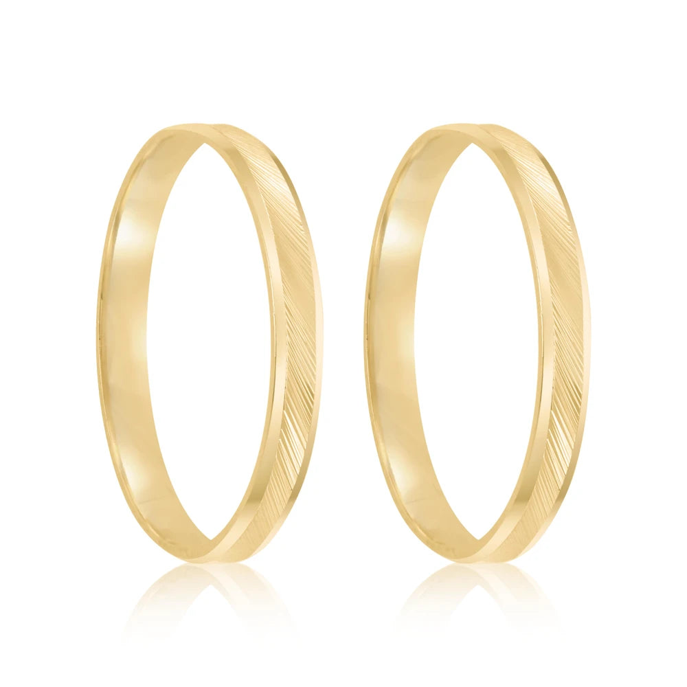 Par de alianças Cleo 3mm de casamento ouro 18k